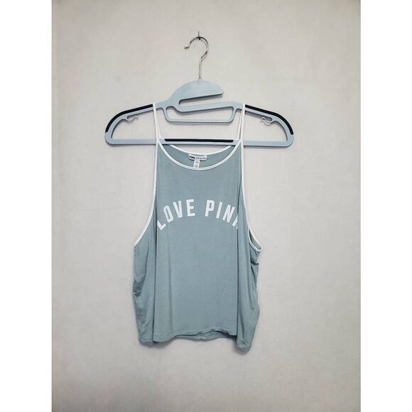 Victoria's Secret PINK Super Soft Sage Green High Neck Semi Crop Tank Top Modal - Picture 1 of 6